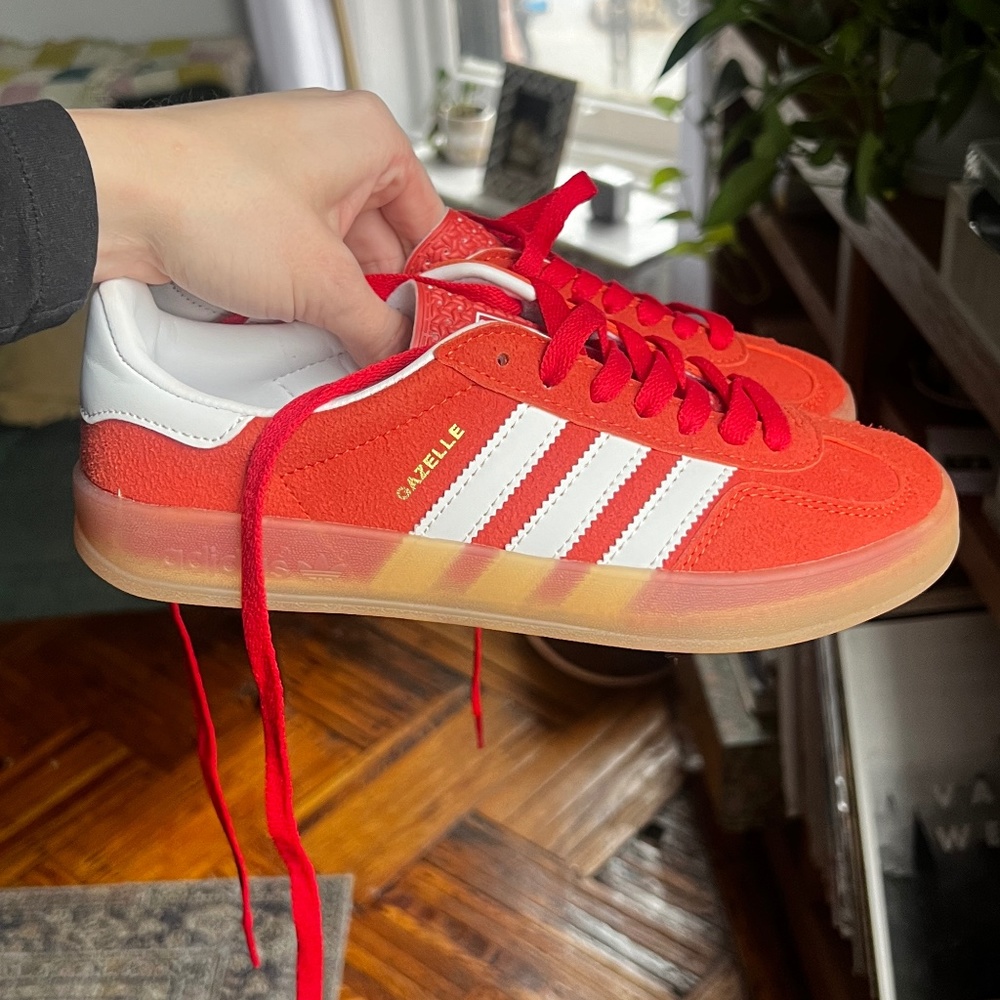NWOT Orange/Red Adidas Gazelles, Sz 6.5 - 7.5 Women's